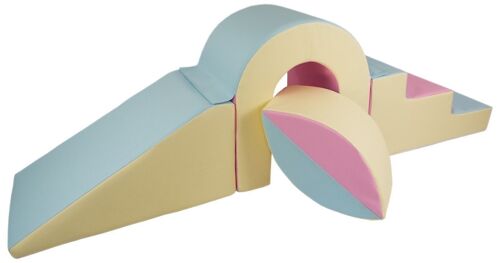 Foamblokken - schuim - brug speelset - 65 cm hoog - roze, blauw, geel