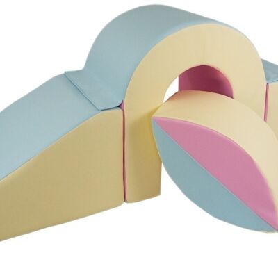 Foam blocks - foam - bridge play set - 65 cm high - pink, blue, yellow