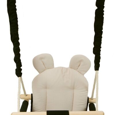 Chaise à bascule bébé - balançoire bébé - avec oreilles - max 20 kg - noir & crème