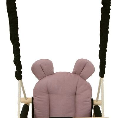 Balançoire bébé - balançoire bébé - avec oreilles - max 20 kg - noir, rose clair
