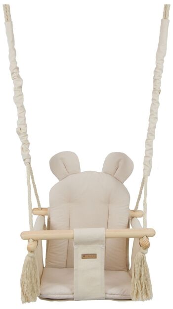 Chaise à bascule bébé - balançoire bébé - avec oreilles - max 20 kg - crème