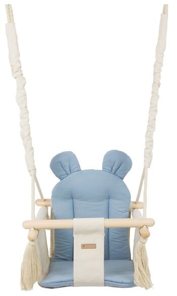 Balançoire bébé - balançoire bébé - avec oreilles - max 20 kg - crème, bleu clair