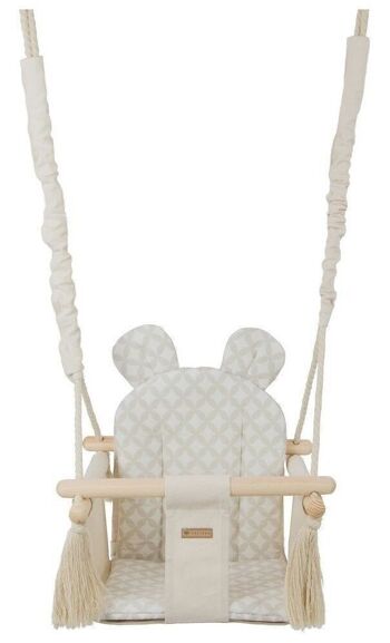 Chaise à bascule bébé - balançoire bébé - avec oreilles - max 20 kg - crème & diamants