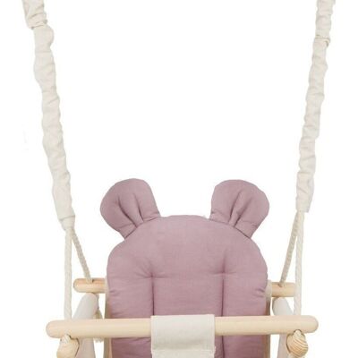 Sedia a dondolo per bambini - altalena per bambini - con orecchie - massimo 20 kg - crema e rosa chiaro