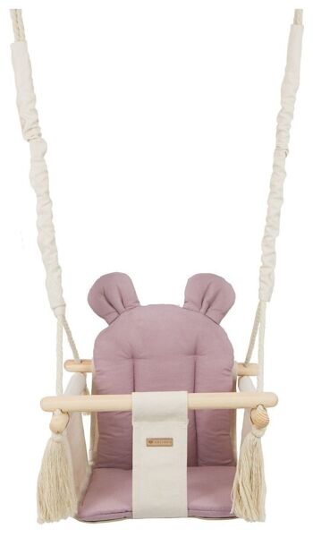 Chaise à bascule bébé - balançoire bébé - avec oreilles - max 20 kg - crème & rose clair