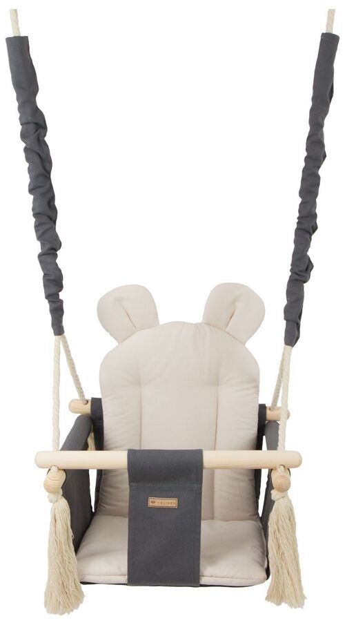 Baby schommel - baby swing - met oren - max. 20 kg - grijs & beige