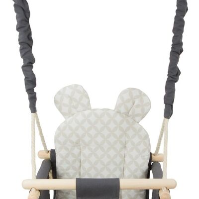 Baby rocking chair - baby swing - with ears - max. 20 kg - gray & cream diamonds