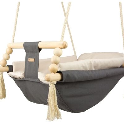 Baby cradle swing - max. 20 kg - gray and beige