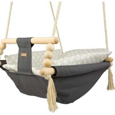 Baby cradle swing - max. 20 kg - gray, cream diamonds