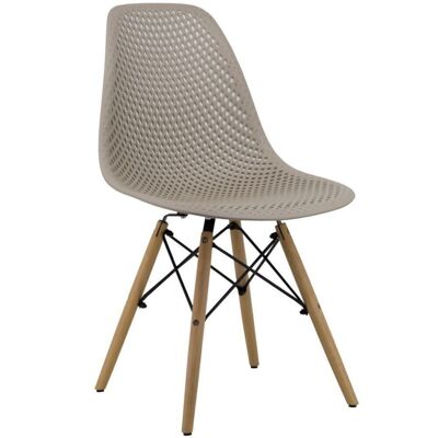Gray chair set - 2 chairs made of wood and plastic - Scandinavian
