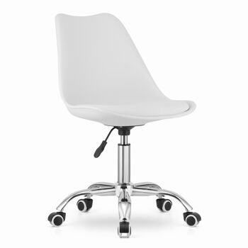 Chaise de bureau ALBA - chaise pivotante à roulettes - réglable en hauteur - blanc