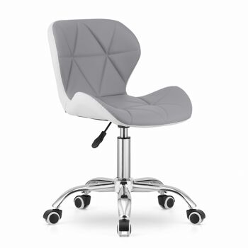 Chaise de bureau AVOLA - ergonomique - cuir ECO - gris blanc