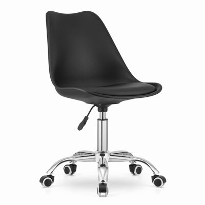 Chaise de bureau ALBA - chaise pivotante à roulettes - réglable en hauteur - noir