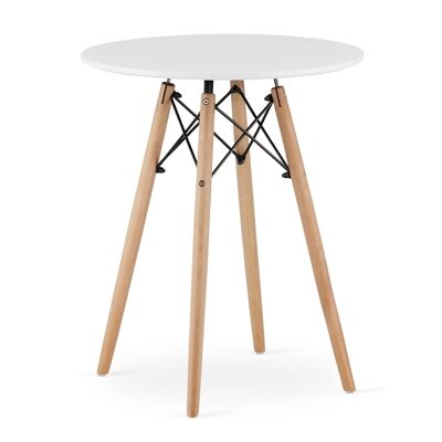 Modern todi bar table - round - white/beech - 60cm - 72cm - 18mm