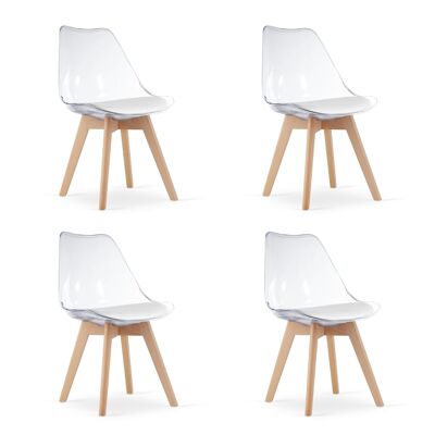 Chaise de salle à manger design Mark - lot de 4 - assise transparente