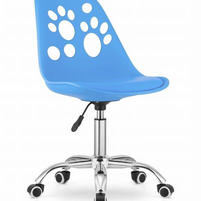 Children's office chair - with paw prints - adjustable - light blue