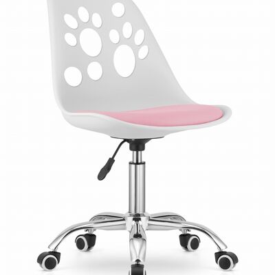 Sedia da ufficio per bambini con stampa - bianco/rosa - plastica/ecopelle - 81,5-93,5 cm