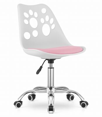 Chaise de bureau pour enfant avec imprimé - blanc/rose - plastique/éco-cuir - 81,5-93,5 cm