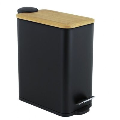 Pedal bin - bathroom waste bin - 5 liters - black bamboo