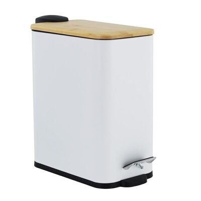 Poubelle à pédale - poubelle de salle de bain - 5 litres - bambou blanc