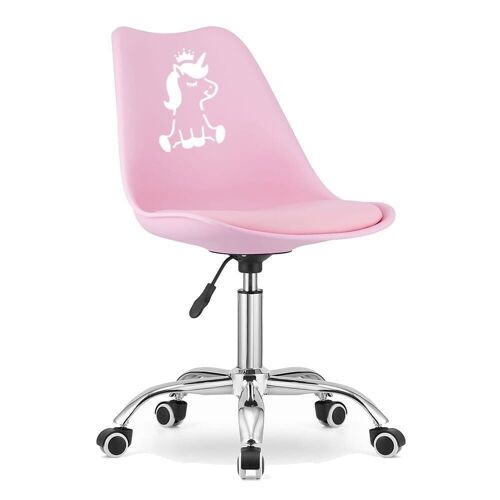 Bureaustoel kind - draaibaar - roze - eenhoorn