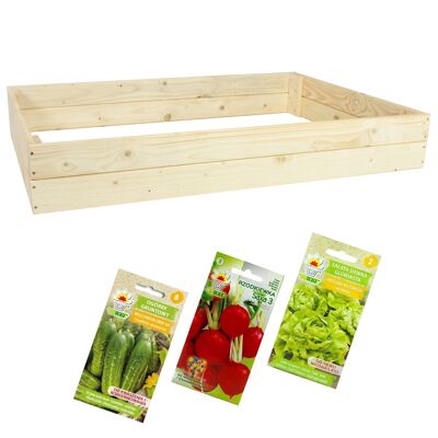 Caja de huerto 200x150x18cm - madera de conífera - 3 semillas de hortalizas - gratis