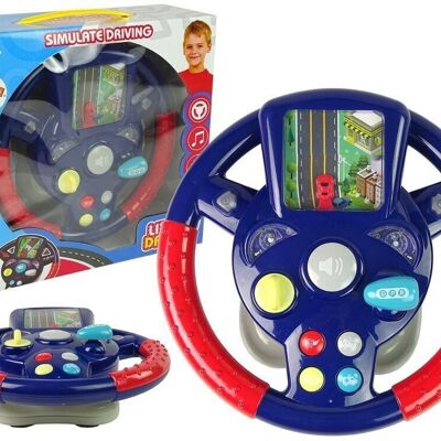 Toy car steering wheel - driving simulator - light & sound - blue & red