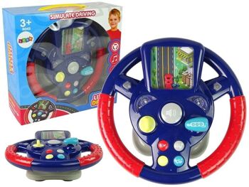 Volant de voiture jouet - simulateur de conduite - lumière et son - bleu et rouge