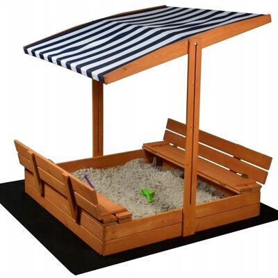 Sandbox with roof - toys - and groundsheet - 120x120x120 cm