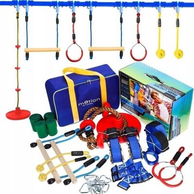 Climbing rope - obstacle course - 24 parts - with rings and trapeze
