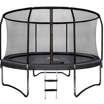 Trampolino elastico - 244 cm - con rete e scala - fino a 50 kg - nero