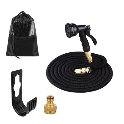 Flexible garden hose - 10-30 meters - with spray gun - black