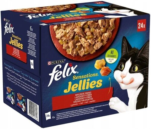 Felix Sensations gelei - kattenvoer - kip rund eend & lam - 24x