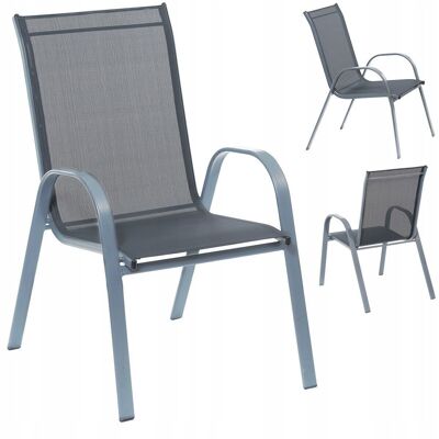 Chaise de jardin - chaise de terrasse - 74 x 54 x 93,5 cm - gris
