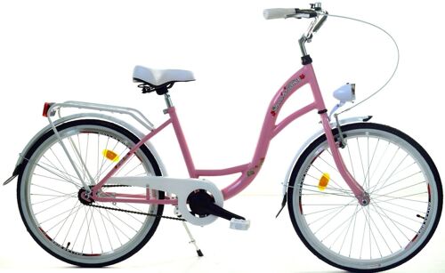 Meisjesfiets - 24 inch - robuust -  wit roze - Dallas Bike
