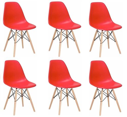 OSAKA - Eetkamerstoel - rood - set van 6 eettafel stoelen