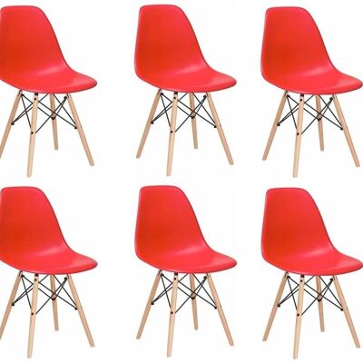 OSAKA – Esszimmerstuhl – Rot – Set aus 6 Esstischstühlen
