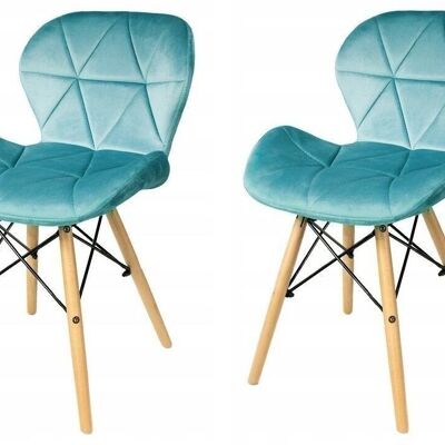 Velvet dining room chair - turquoise - set of 2 dining table chairs