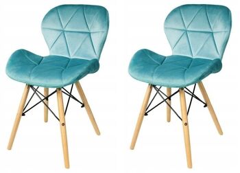 Chaise de salle à manger en velours - turquoise - lot de 2 chaises de table à manger