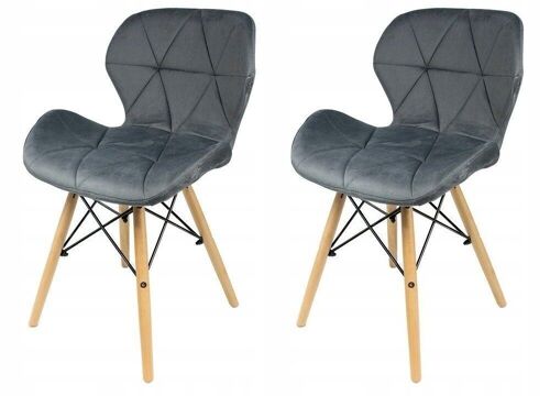 Velvet eetkamerstoel - grijs - set van 2 eettafel stoelen