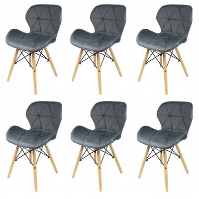 Velvet dining room chair - gray - set of 6 dining table chairs