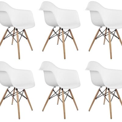 ARIANA - Dining room chairs with armrests - white - set of 6
