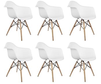 ARIANA - Chaises de salle à manger avec accoudoirs - blanc - lot de 6