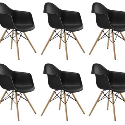 ARIANA - Dining room chairs with armrests - black - set of 6