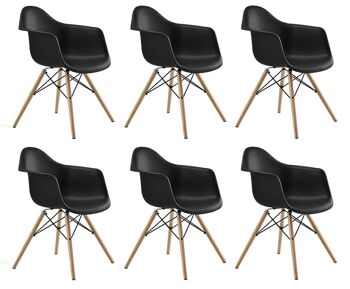 ARIANA - Chaises de salle à manger avec accoudoirs - noir - lot de 6