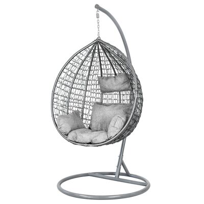 Hanging chair - egg chair - with gray stand & cushions - up to 125kg
