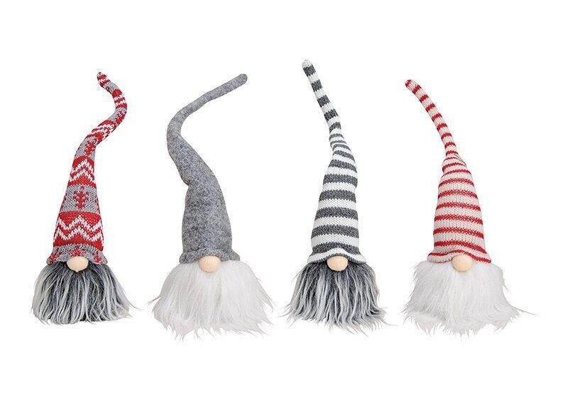 Wichtel aus Textil Grau, rot, weiß 4-fach, (B/H/T) 6x36x6cm