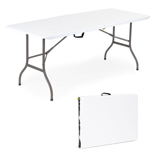 Inklapbare tafel - wit - 180x70cm - metaal/hdpe - 13,5kg