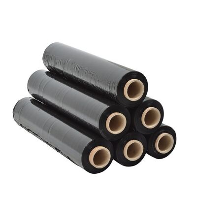 Rollos manuales de film estirable - negro - 20 micras x 500 mm x 300 m