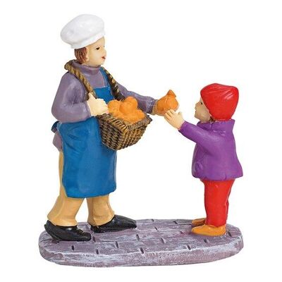 Panadero y niño en miniatura de poliéster de color (An / Al / Pr) 6x6x3cm